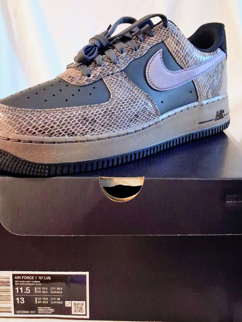 Nike Men’s Air Force 1 '07 LV8 Snakeskin Pack HF2898-001 Sz 11.5 NIB